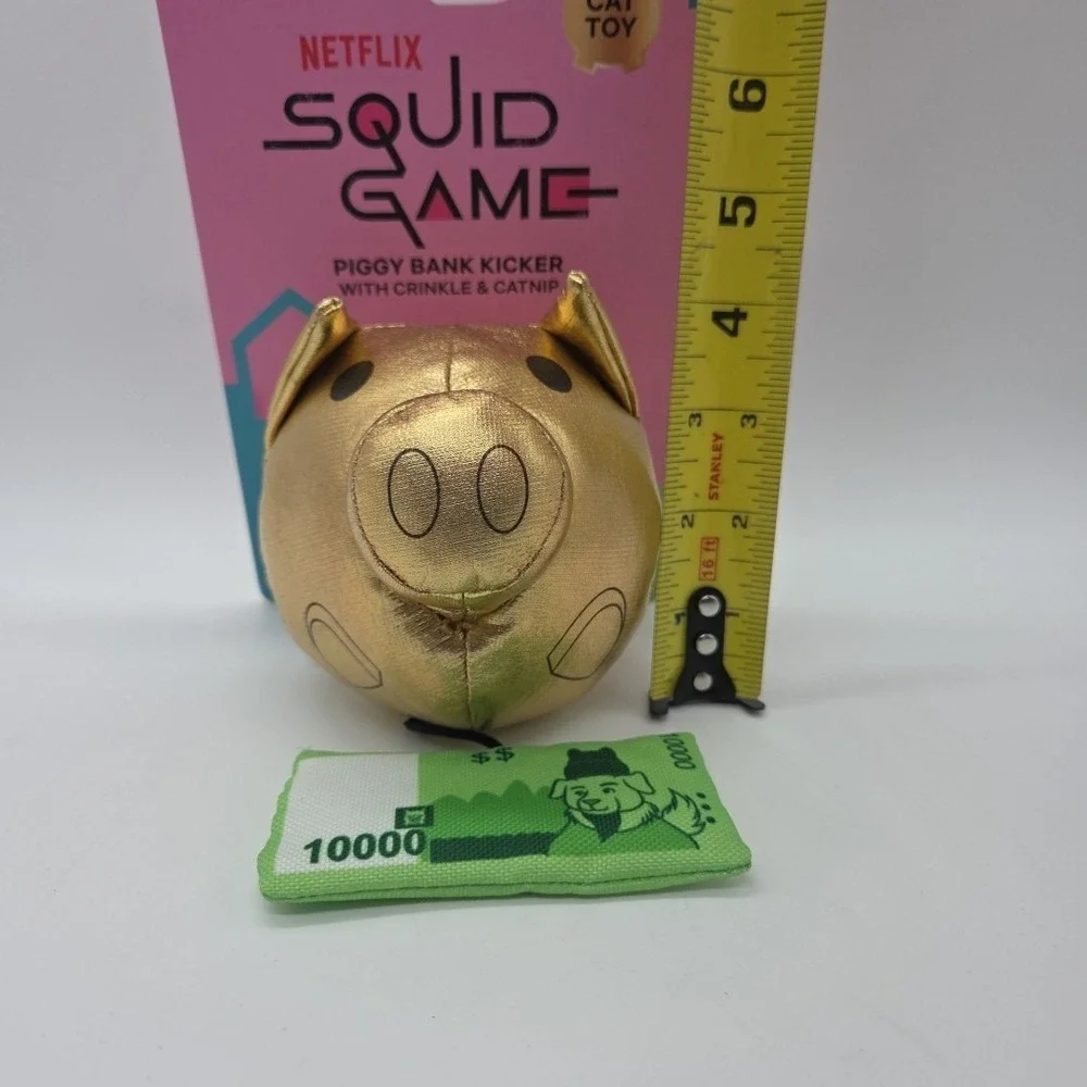 Lot 2 Netflix Squid Game Cat Toy Piggy Bank Kicker W Catnip Plush Kitten PlayToy